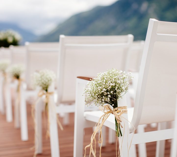 wedding chairs with flowers decoration